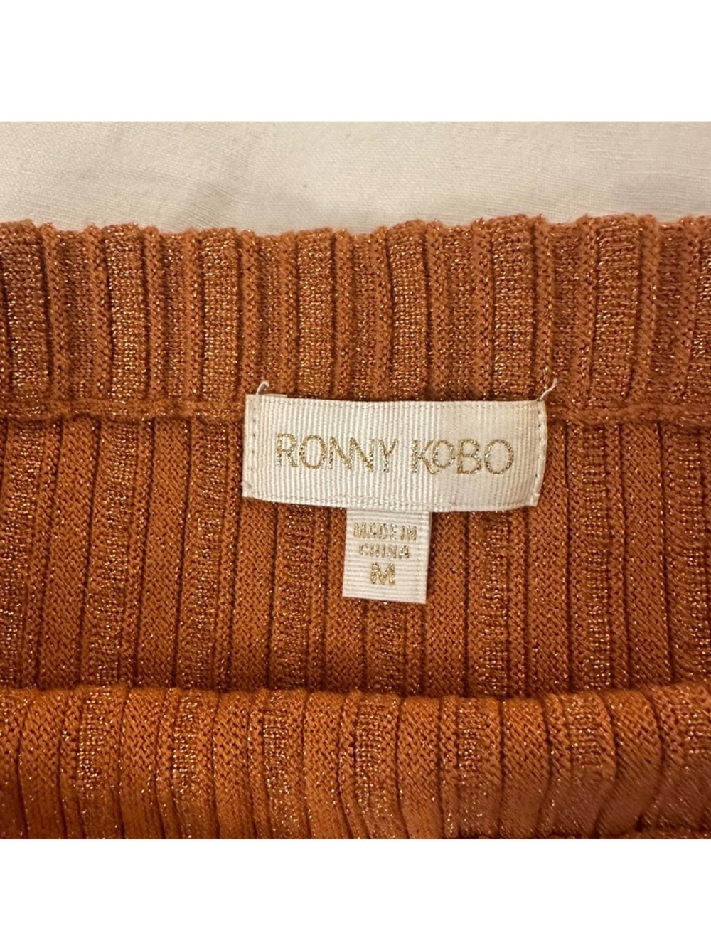 Ronny Kobo Laney Ribbed Knit Midi Skirt and Tank in Burnt Orange Size Medium - Picture 5 of 7